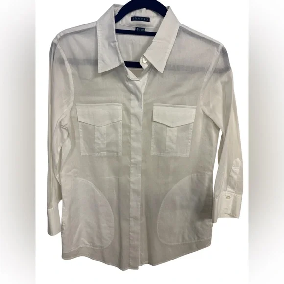 Theory 100 % cotton button down white shirt - Picture 2 of 5